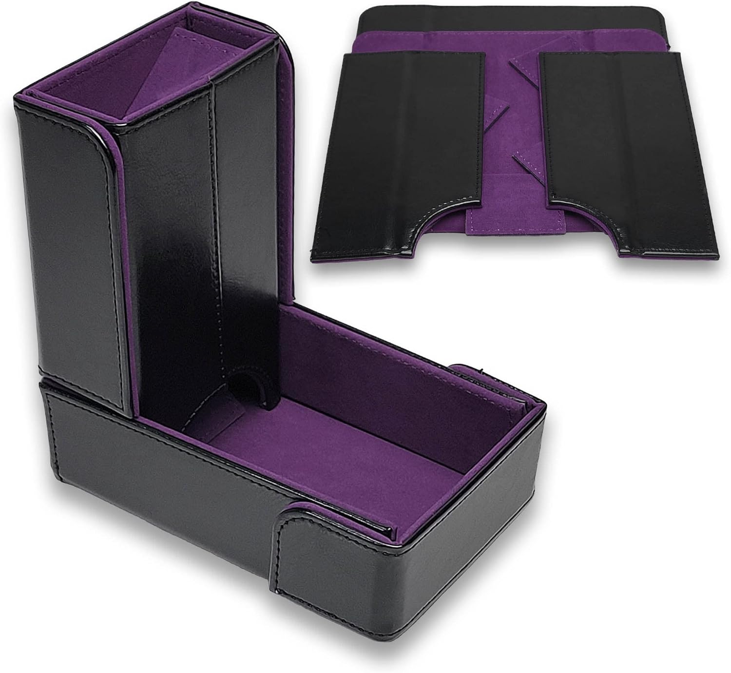 Forged Dice Co. The Keep Foldable Dice Tower with Dice Tray - Snap-Free Design - Ideal for RPG Players and Dungeon Masters - Easily Store and Transport - Purple