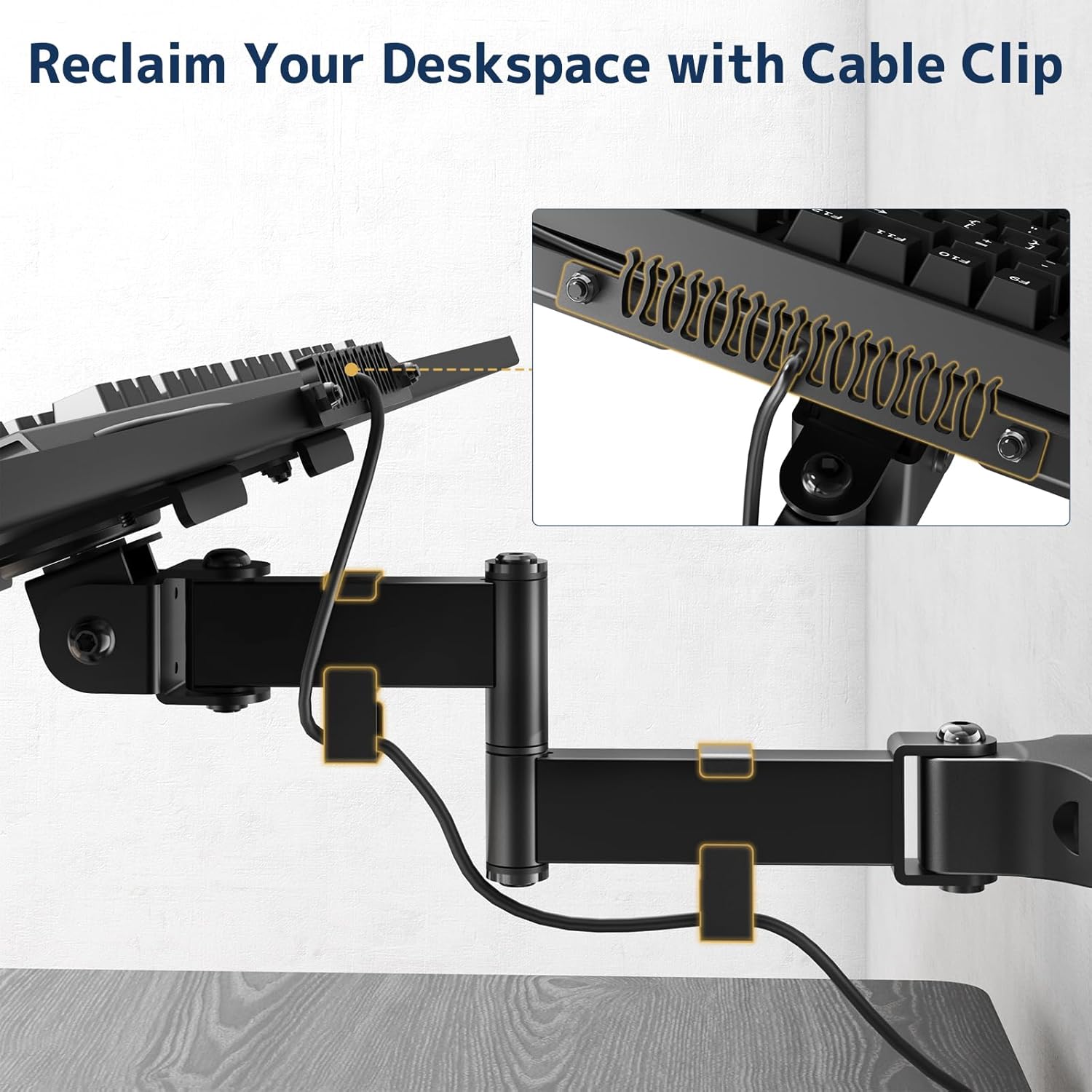 Pole Mount Keyboard Tray - Universal 26 Inch Platform for Keyboard and Mouse, Fits 1.1”–2.4” Poles, Rotation & Tilt Ergonomic Steel Mount Platform with Cable Management, Black