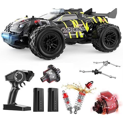 DEERC 1/14 Fast Brushless RC Car for Adults, 43 MPH High Speed 4x4 Off-Road RC Truck, Waterproof Monster Truggy, All Terrain Remote Control Drift Car for Boys 8-12, 2 Batteries, 3S Lipo Compatible