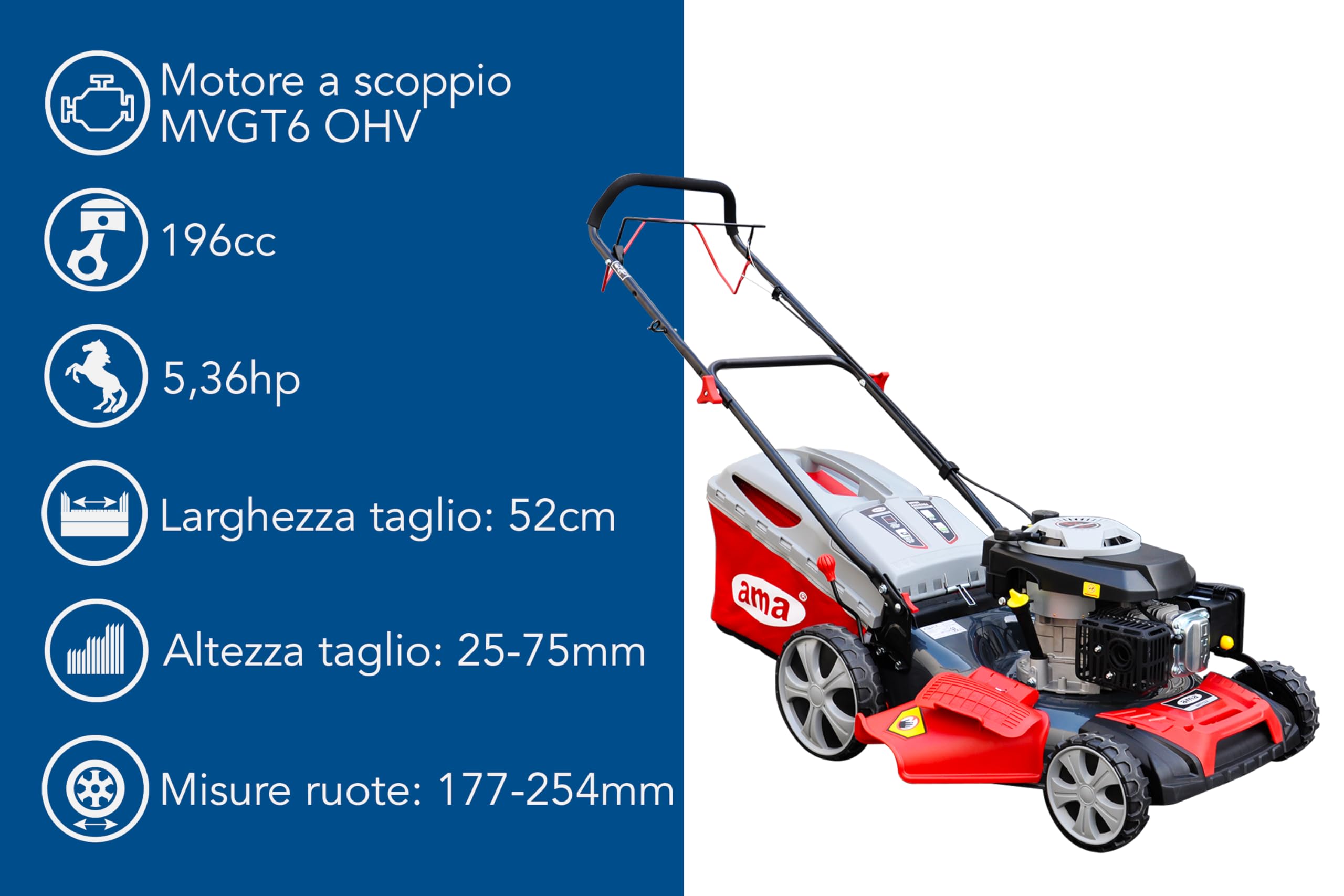 Rasaerba a trazione Ama NRT52X 196cc 4in1 taglio 52 cm