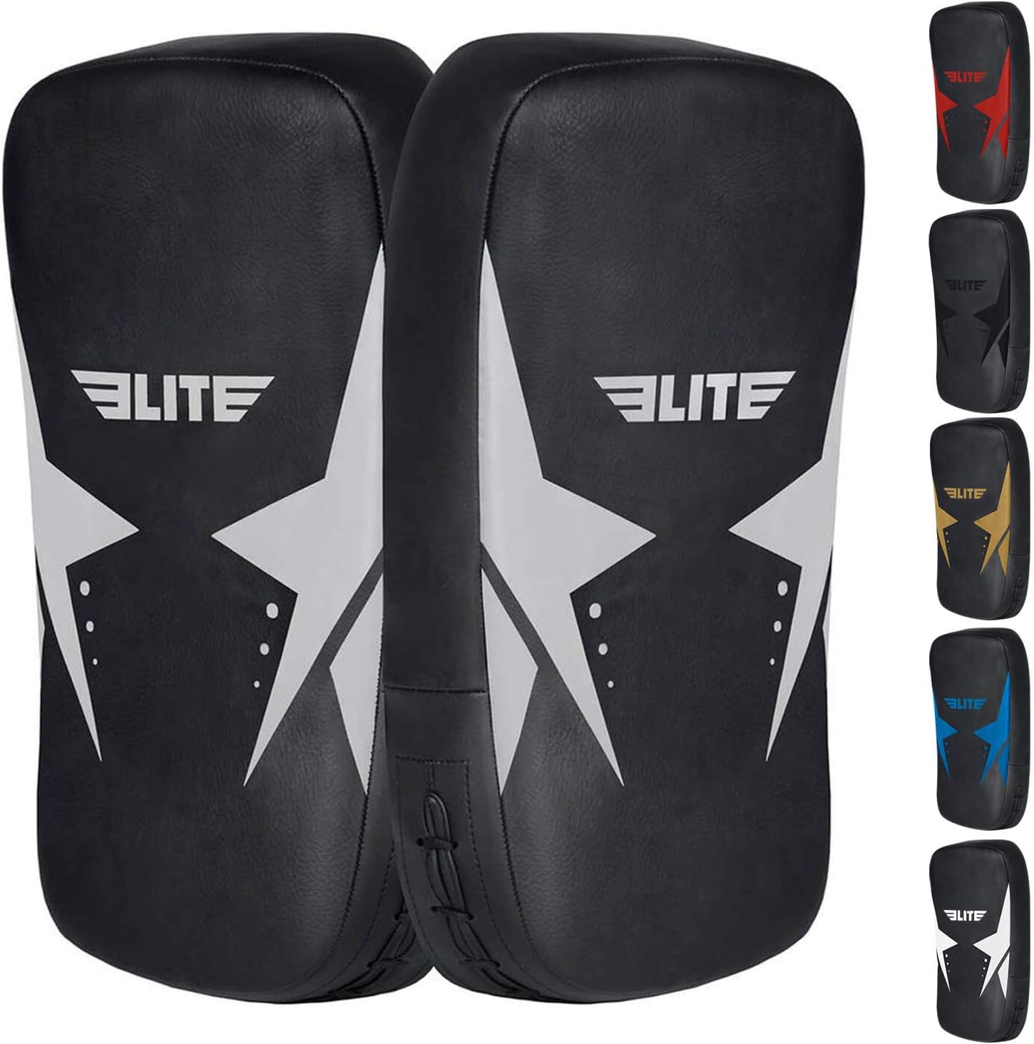 Elite Sports Muay Thai Kickboxing Pads MMA Knee and Elbow Target Kicking Strike Shield Pair for Martial Arts (Black) : Sports & Outdoors