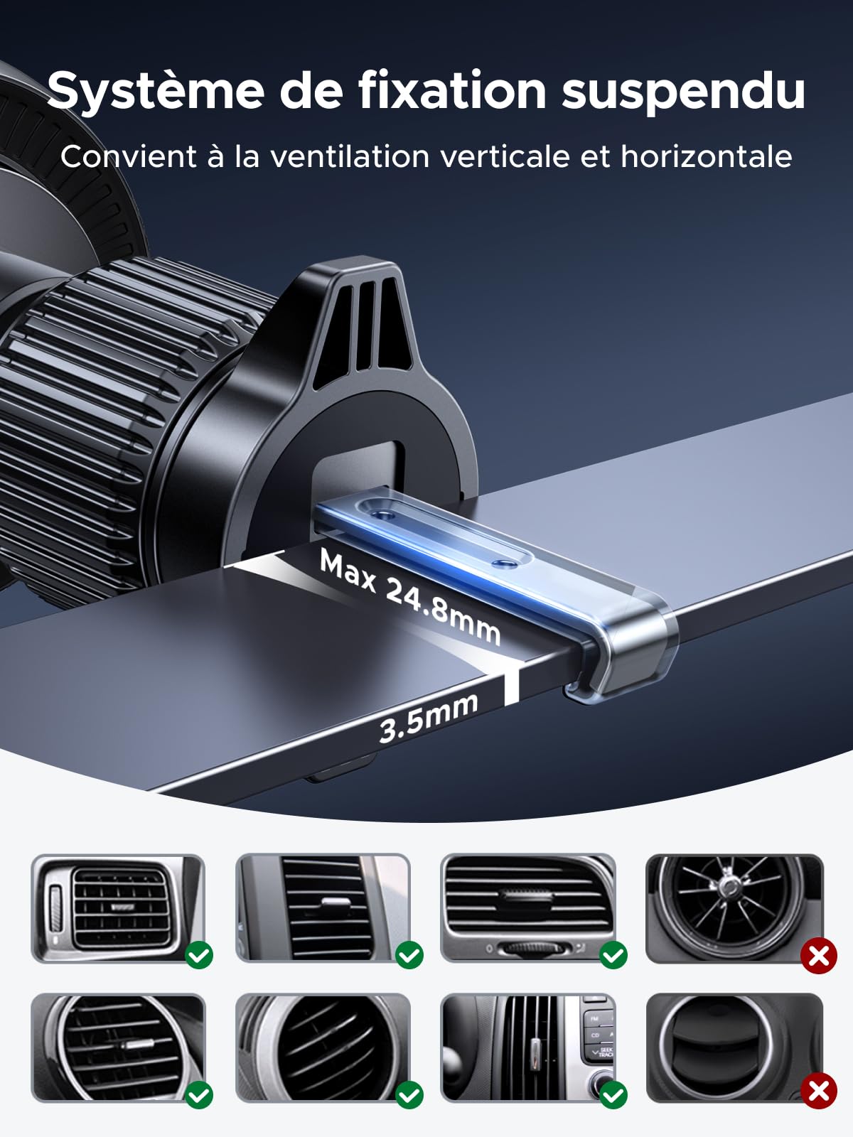 UGREEN MagFlow Pro Qi2 25W Chargeur MagSafe Voiture Compatible avec iPhone 17 16 15 14 13 12 Pro Max Air Plus, Refroidissement TEC Optimal, Ventilateur Intégré, Fixation sur Grille d'aération