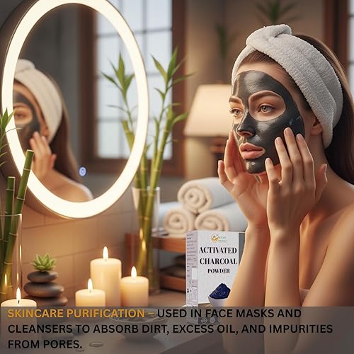 Miniatura 2 de Herbs Botanica Polvo de carbón activado desintoxicante natural de grado alimenticio para salud digestiva, blanqueamiento de dientes, máscaras
