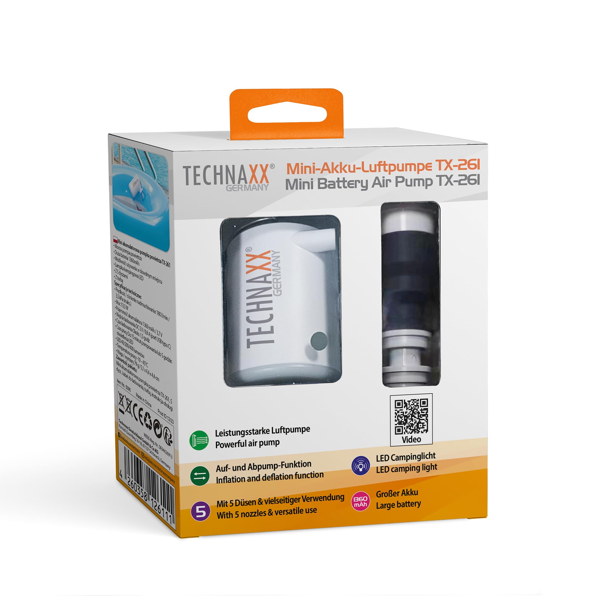 Technaxx Mini pompka akumulatorowa