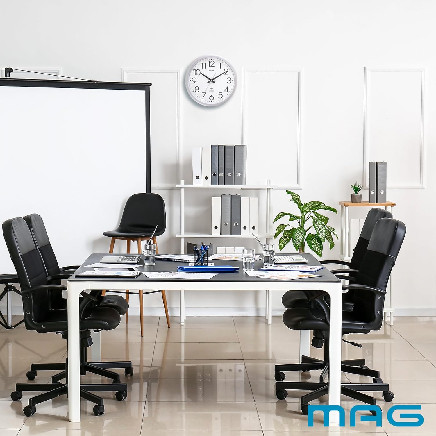 MAG ( Mug Wall Clock Radio Clock Wave 420 W-462 SM (Silver Metallic)