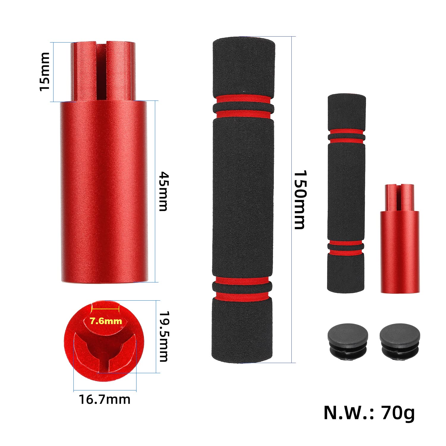 Manillar de Extensión de Aluminio para Xiaomi M365 Pro Pro2 1S Mi 3 Etui de Manillar para Segway Ninebot ES1 2 3 4 5 E22 E25 Patinete Eléctrico Accesorios Piezas de Repuesto (Rojo)