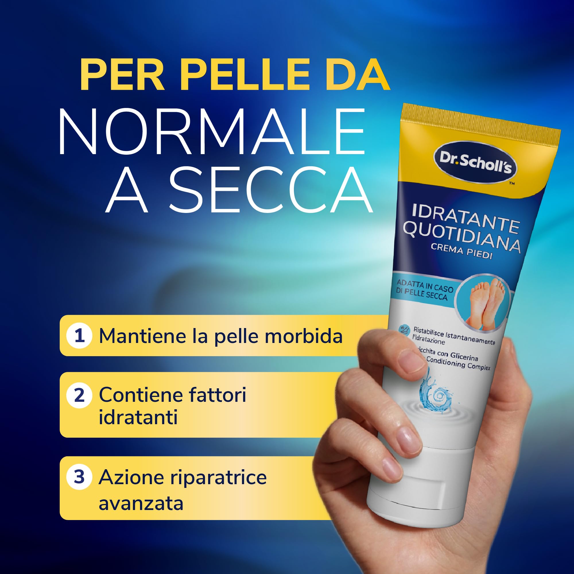 Dr. Scholl's Crema Hydration Boost, Crema Piedi Arricchita con Urea, Glicerina e Skin Conditioning Complex per Idratare la Pelle Secca Idratazione Profonda per Piedi più Morbidi e Lisci, 75ml