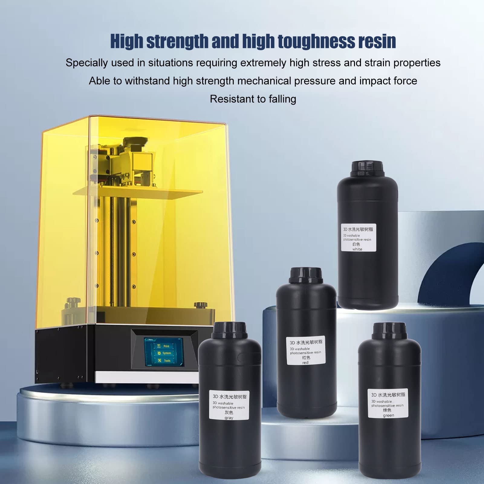 Resina per Stampa 3D Ad Alta tenacità Resina Fotopolimerica Lavabile con Acqua a Basso Restringimento e Fotopolimerizzazione per LCD DLP 1000 Ml Universale (WHITE)