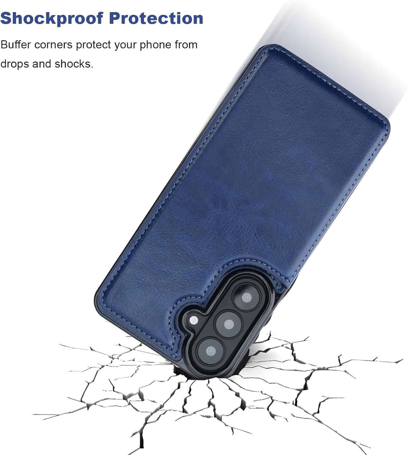 ONETOP for Samsung Galaxy S26 Wallet Case with Card Holder, PU Leather Kickstand Card Slots Case, Double Magnetic Clasp and Durable Shockproof Cover 5G 6.3 Inch(Blue)
