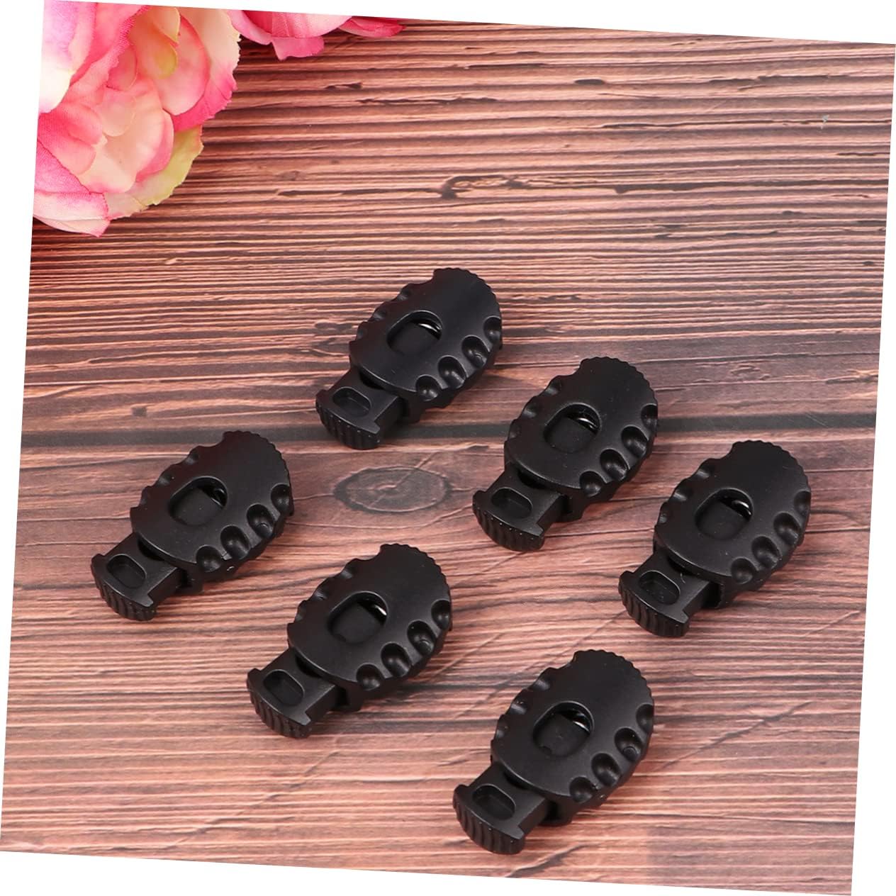 DOITOOL 2sets Cord Adjuster Elastic Cord Spring Button Cordlock Lanyard Stopper Sliding Fastener for Multiple Uses 50pcs*2