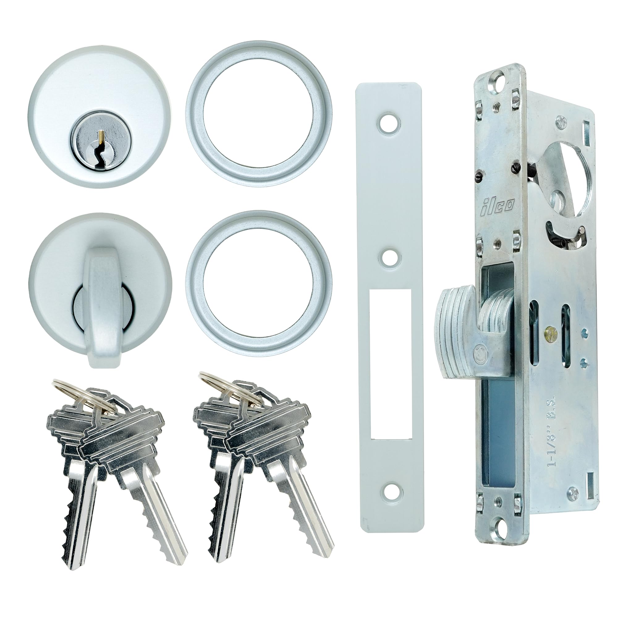 SUMMIT DOORWAREHook Bolt with Keys | Adams Rite Style Door Lock Replacement Parts | Mortise Lock with Thumbturn Cylinder | High Grade Lock for Maximum Security | Aluminum Finish | 1-1/8" Backset