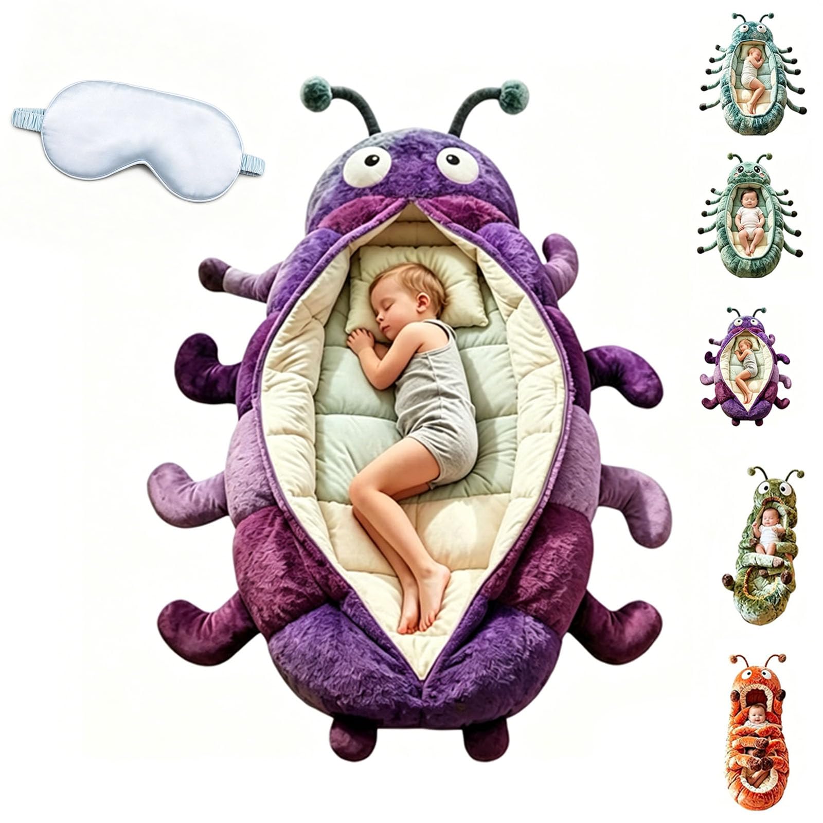 2026 New Catapillar Sleeping Bag, Hugging Caterpillar Sleeping Bags, Plush Cocoon Lounge Pod with Adjustable Pull Cord, Oversized Caterpillar Sleeping Bag for Home, Dorm, Travel Naps — view 8