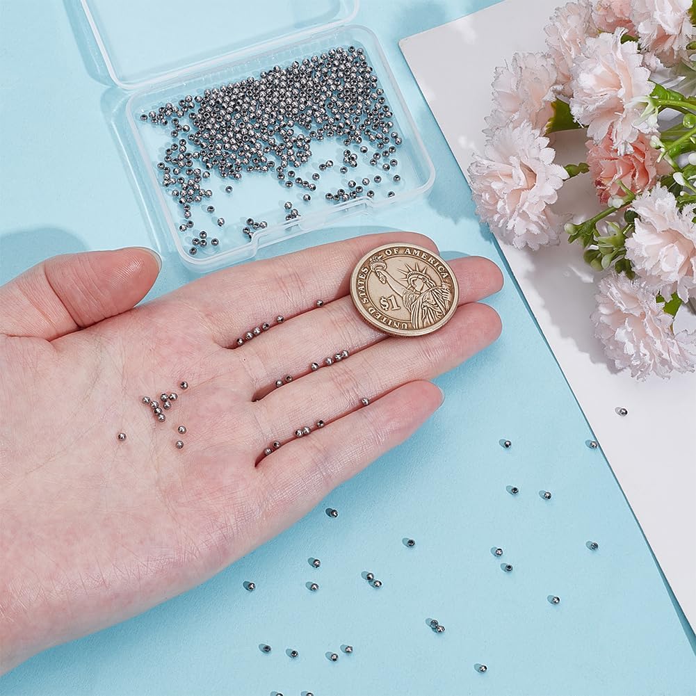 UNICRAFTALE About 500Pcs 2mm Diameter Stainless Steel Round Beads Seamless Smooth Loose Spacer Beads Tiny Metal Bead for DIY Bracelets Necklace Jewelry Making - Image 2