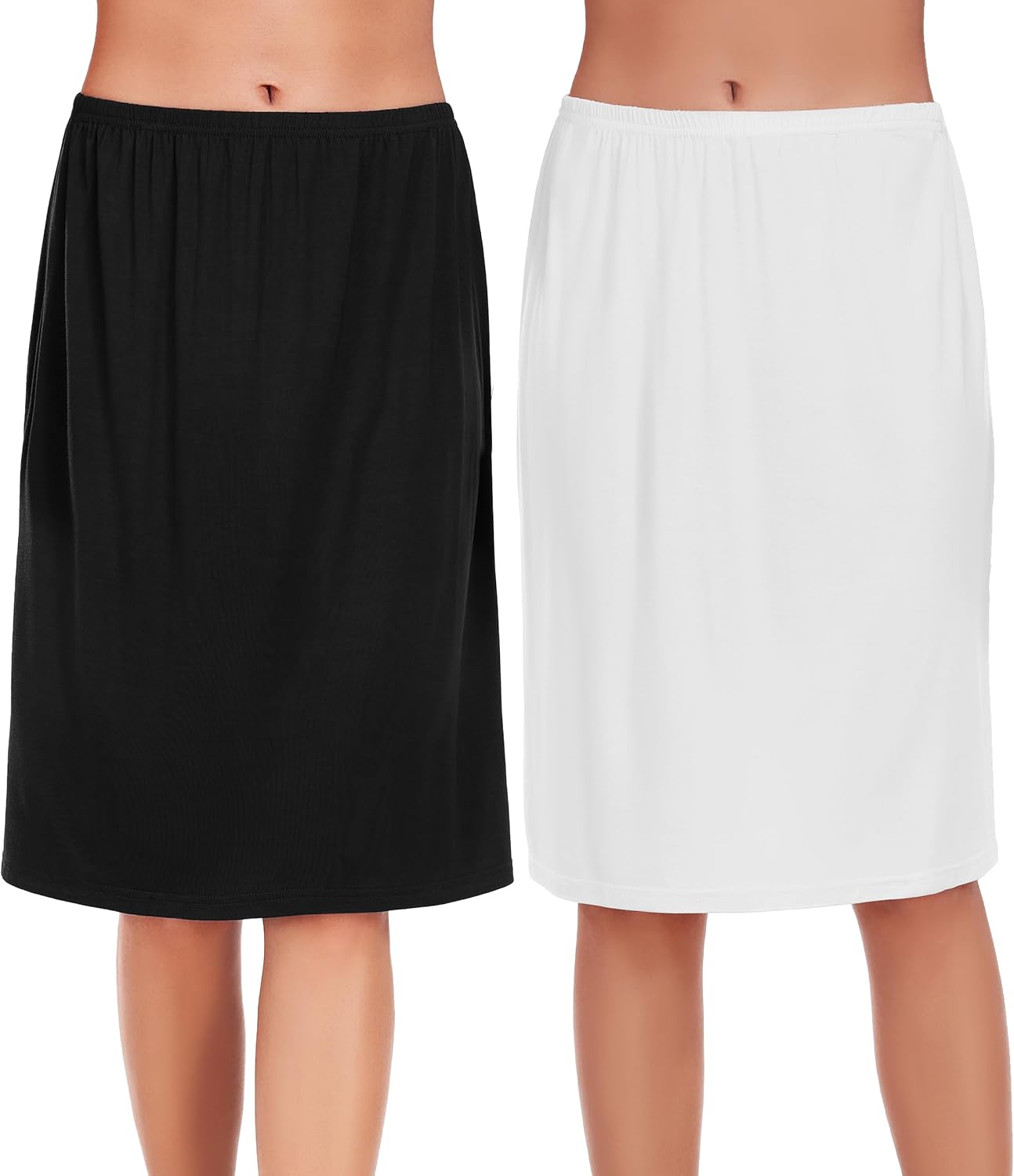 2 Pcs Women's Half Slips for Under Dresses Soft Modal Underskirt Short Slip Skirt Anti-Static Petticoat S-3XL