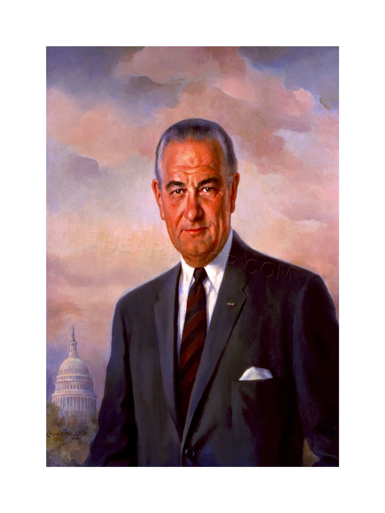 Wee Blue Coo Painting Portrait Shoumatoff President Lyndon Johnson Wall Art Print