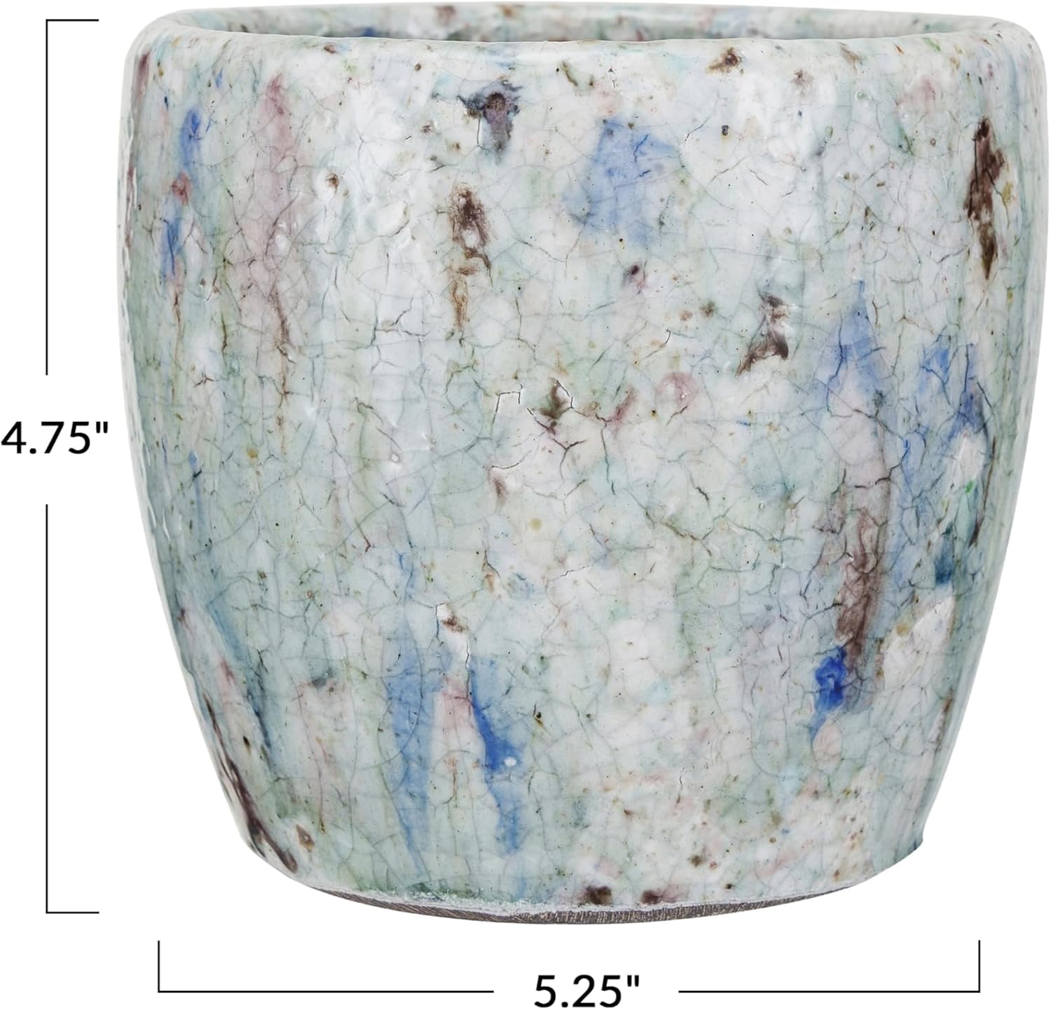 Creative Co-Op Terra-Cotta Planter with Crackle Glaze, Blue