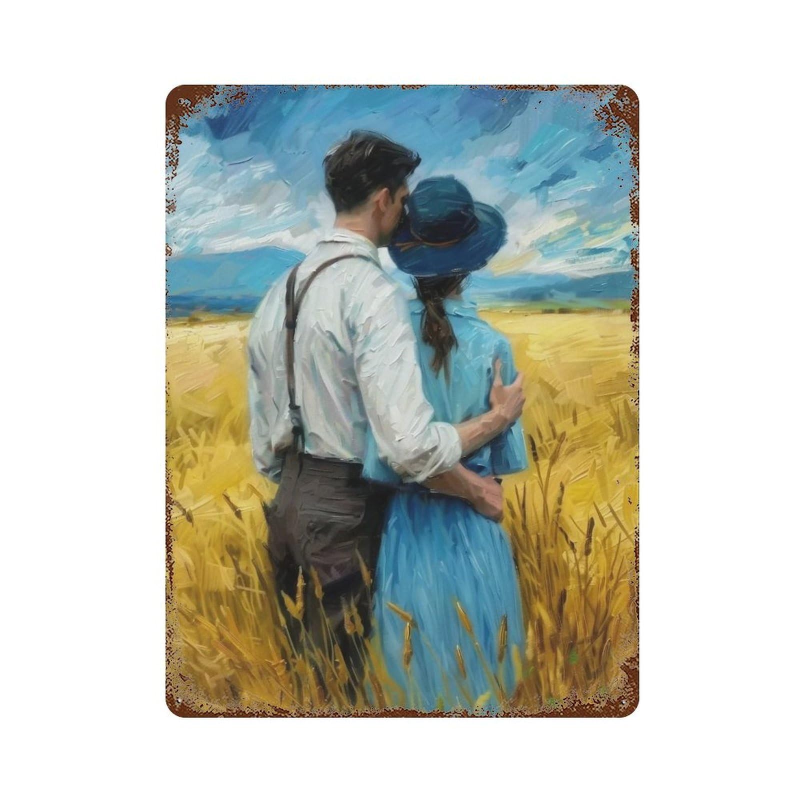 WUJHGRSG Wheatfield Embrace 02 Wall Art Retro Iron Vintage Metal Tin Sign Poster Modern Decor for Home Cofffee Club Bar Shop Style 40x30cm