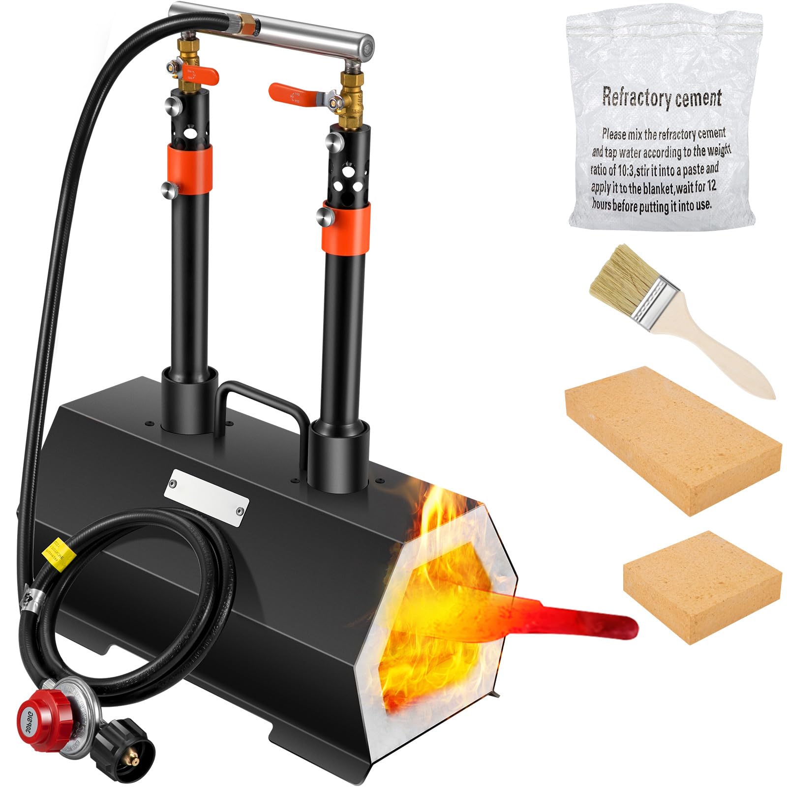 Happybuy Propane Forge Portable - Double Burner for Precision Tool and Knife Making, Complete Kit with Large Capacity, Ideal for Blacksmithing, Mini Furnace and Gas Forging Tools