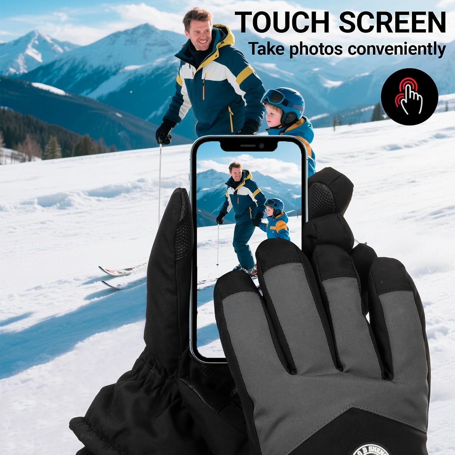 Winter-Ski-Gloves for Men Women Warm Touchscreen-Waterproof-Snow Gloves for Skiing Cycling Driving - Image 3