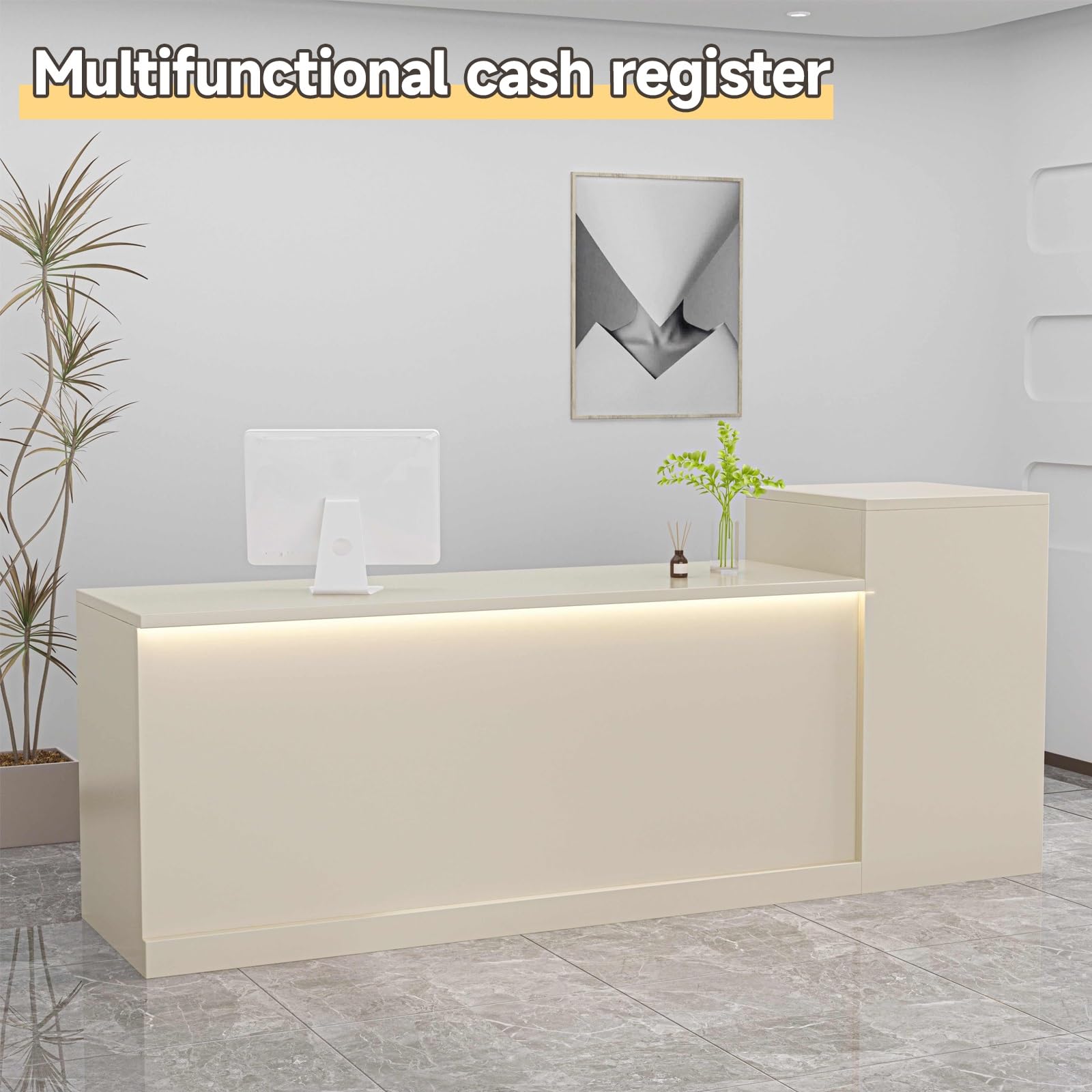 Moderno banco di archiviazione per reception, scrivania, ufficio, elegante, per negozi di scarpe e negozi di cosmetici, colore caffè al latte