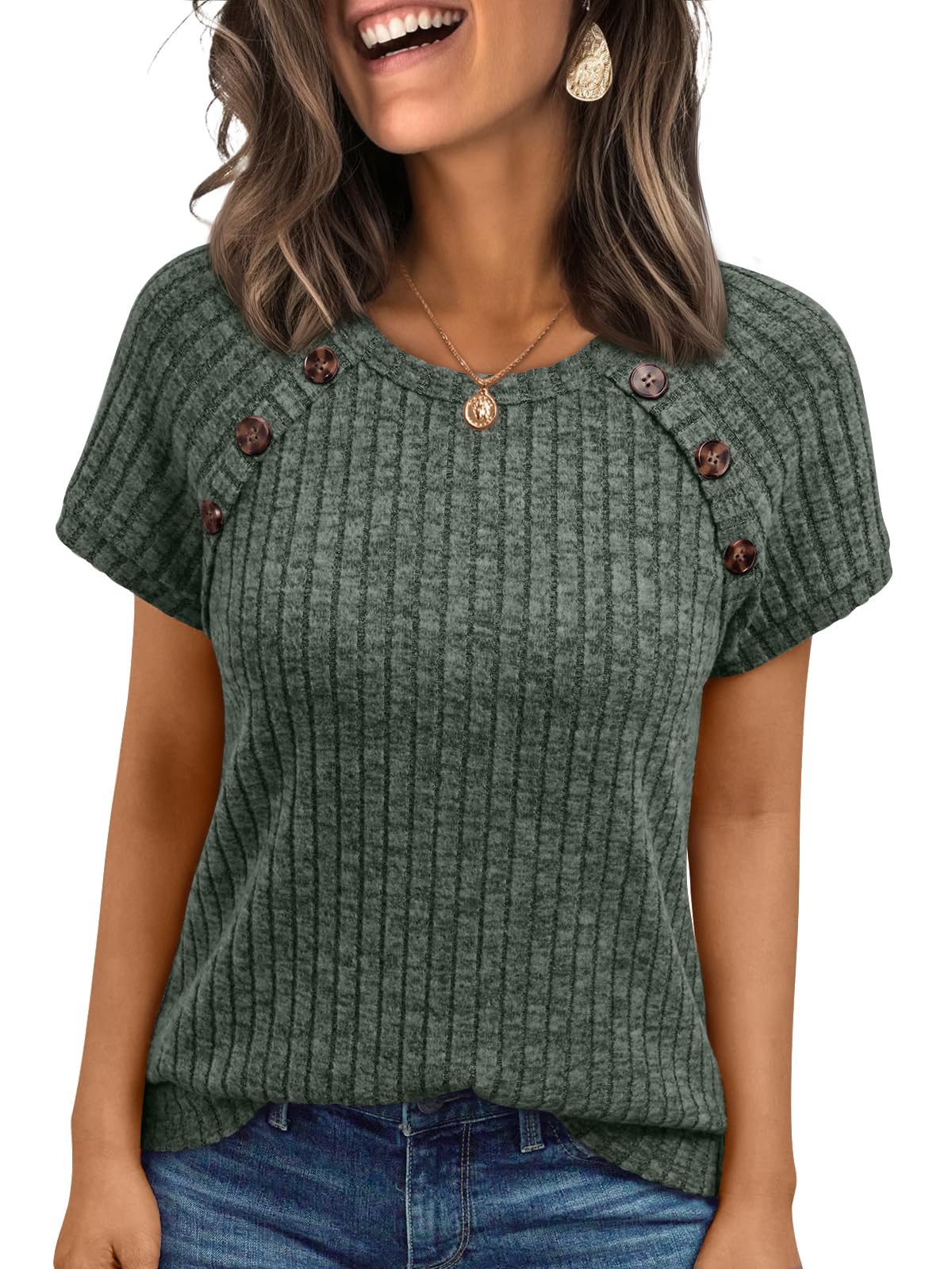 AUTOMET Womens Short Sleeve Shirts Business Casual Blouses Dressy Work Tunic Tops 2026 Spring Sweaters Fashion Clothes