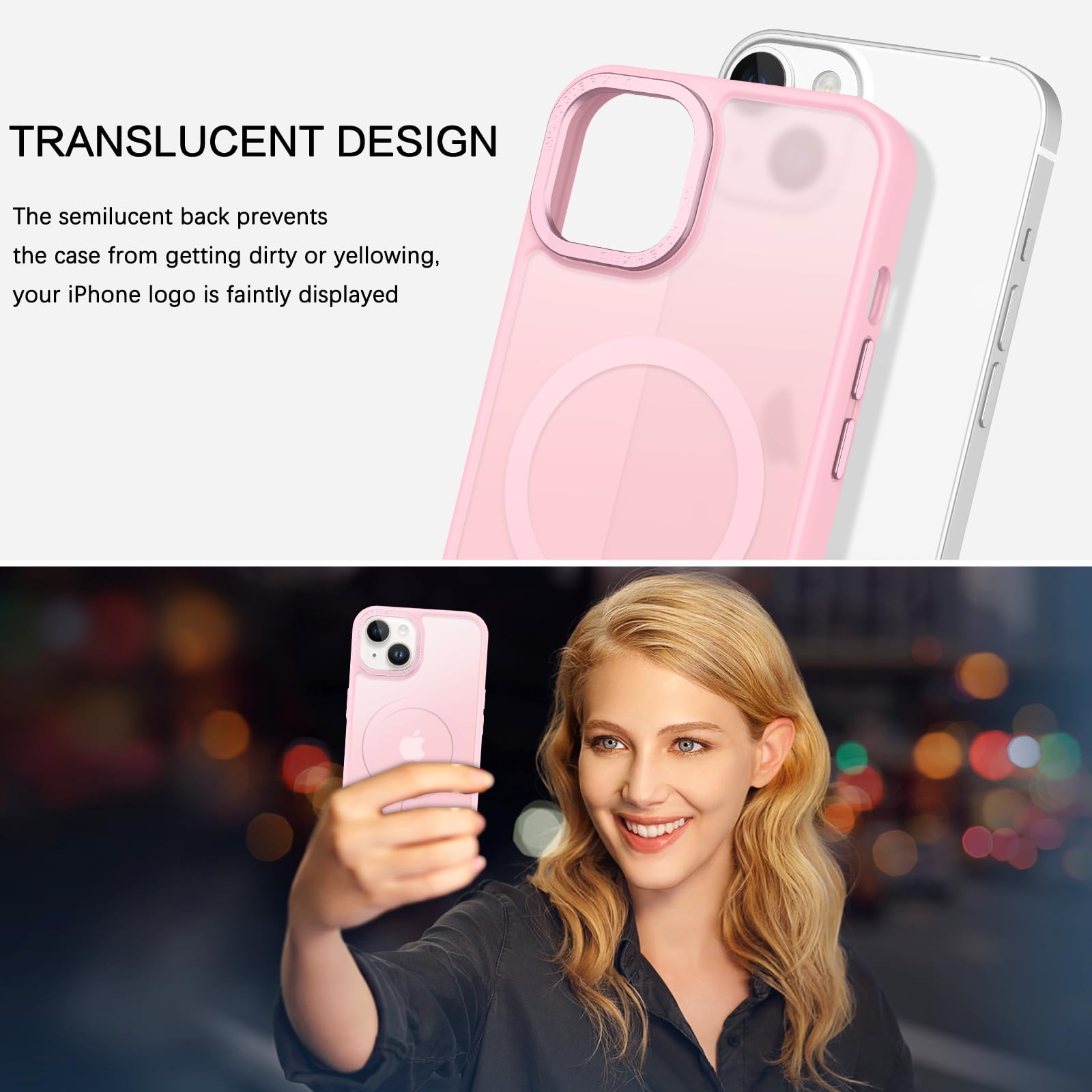 JETech Cover Magnetica per iPhone 17 6,3 Pollici Compatibile con MagSafe, Antiurto Cellulare Paraurti Custodia, Anti-Graffio Retro Trasparente (Viola