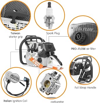 F660VW 36 Inch Gas Chainsaw 92cc Chainsaw 2-Cycle Gasoline Power Chain Saws 5.2KW 7HP All Parts Compatible with MS660 G660 (With 36 Alloy Bar & Chain)