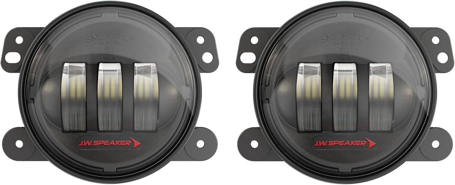 JW Speaker LED Jeep Fog Lights, Model 6145 J2 Series with Black Bezel, Set of 2