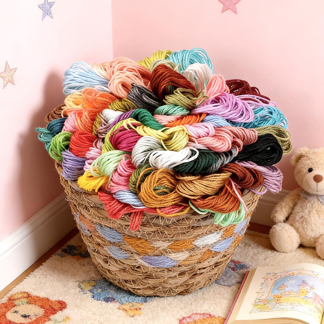 Embroidery Floss 16 Skeins 8.7 Yard Rainbow Colors Friendship Bracelet String Cross Stitch Threads for Jewelry Making Bracelet Stitching Thread Floss Bracelets Making Yarn