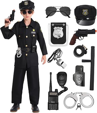 Police Costume for Kids Police Officer Costume for Boys Cop Cosplay Uniform Halloween Costumes