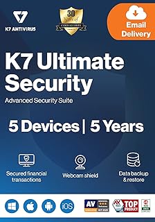 K7 Ultimate Security Antivirus Software 2025 |5 Devices, 5 Year|Threat Protection,Internet Security,Data Backup,Mobile Pro...