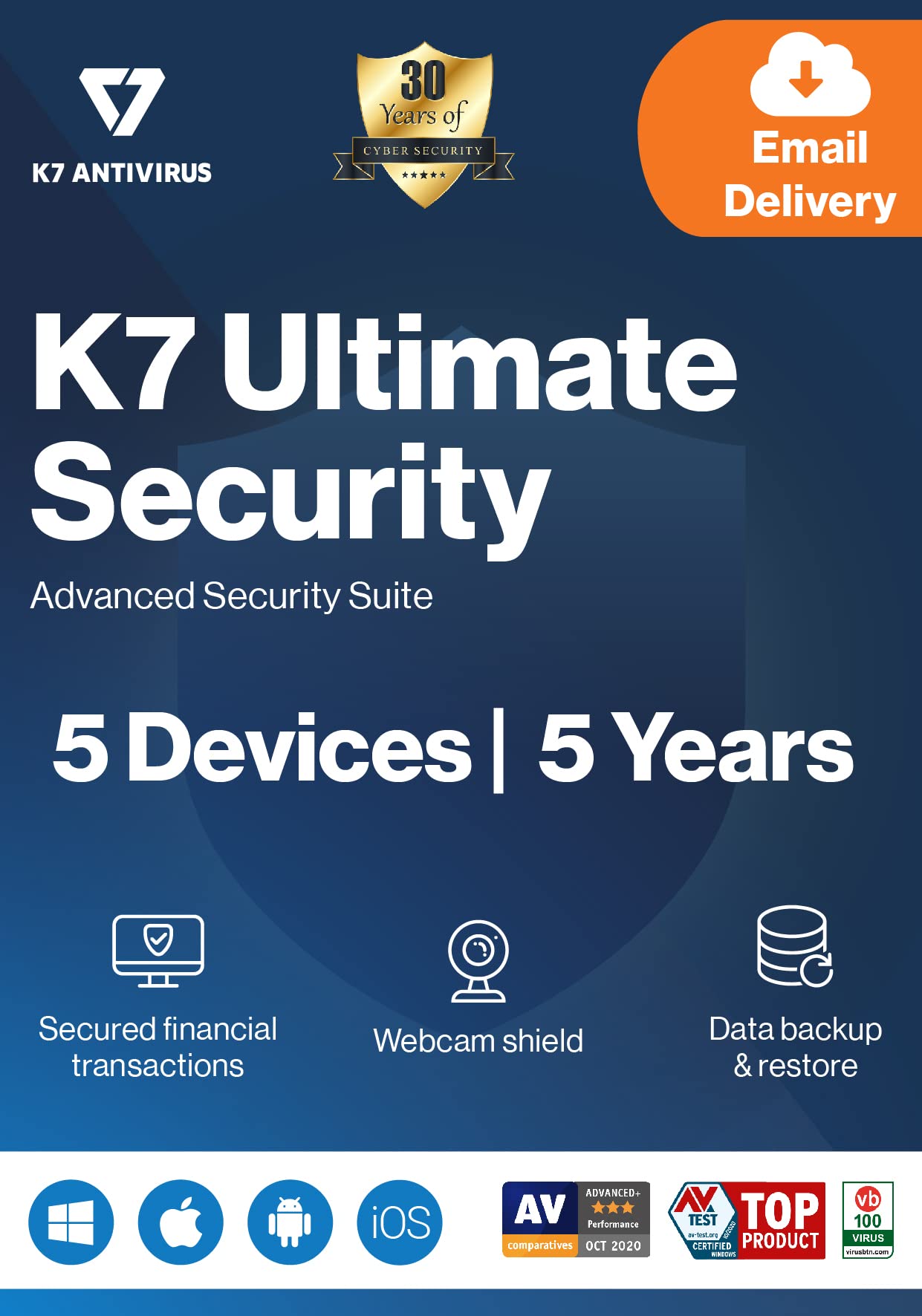 K7 Ultimate Security Antivirus Software 2023 |5 Devices, 5 Year| Threat Protection, Internet Security, Data Backup, Mobile Protection| Windows laptop,PC, Mac®,Phones,Tablets