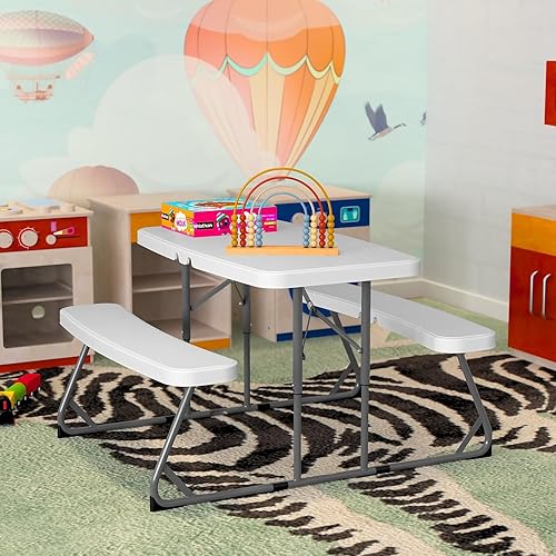 Miniatura 2 de Flash Furniture Mesa de picnic y bancos de plástico plegable fácil para niños, grado comercial, recomendado para hasta 5 años, juego de 1, color