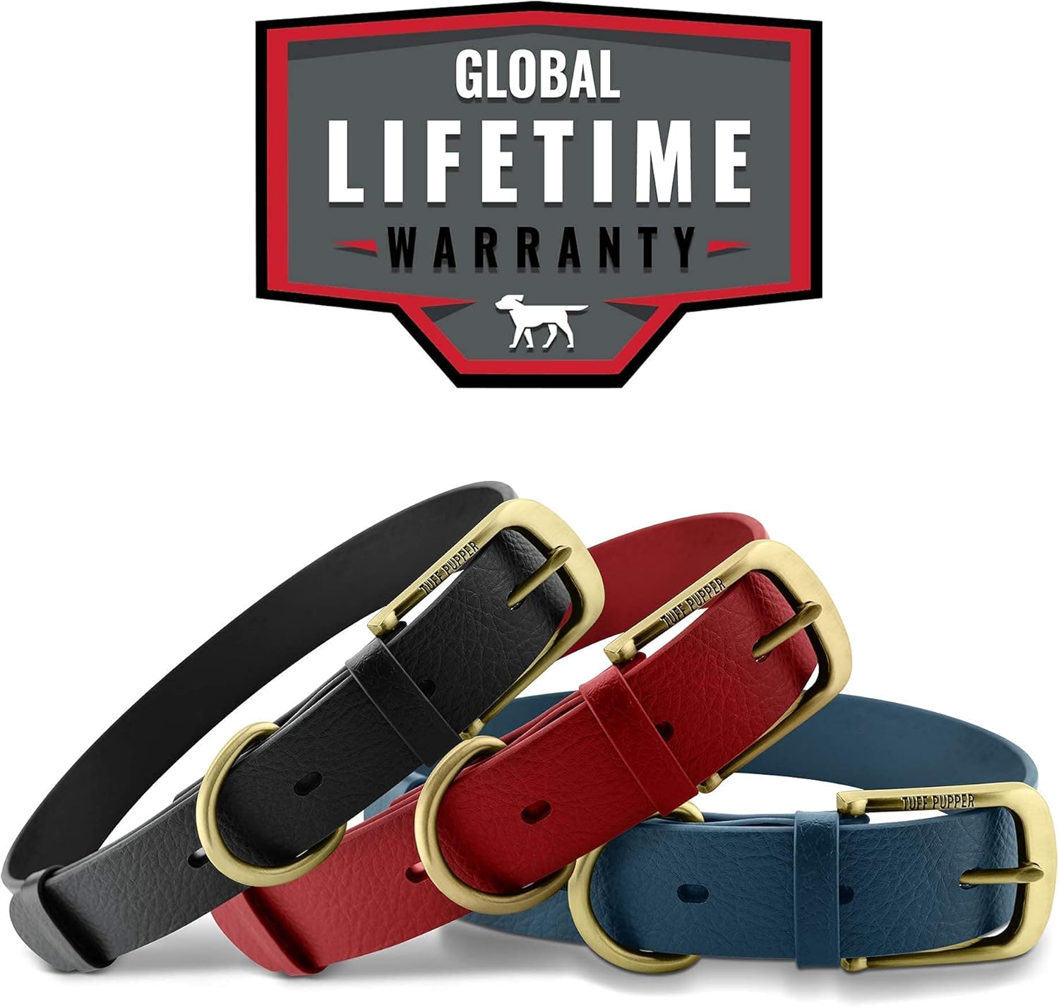 Tuff Pupper Classic Leash and Classic Collar (Neck Size 19-23") | Matching Midnight Blue Color | Stronger Than Leather | Waterproof | Odor Free | Rust Proof | Guaranteed for Life