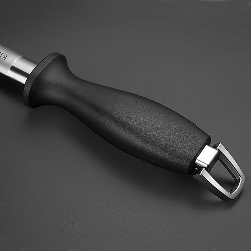 Miniatura 5 de KINTIF Acero de afilado de diamante de 10 pulgadas, acero profesional para afilar cuchillos, barra de afilar cuchillos planos, acero al carbono de