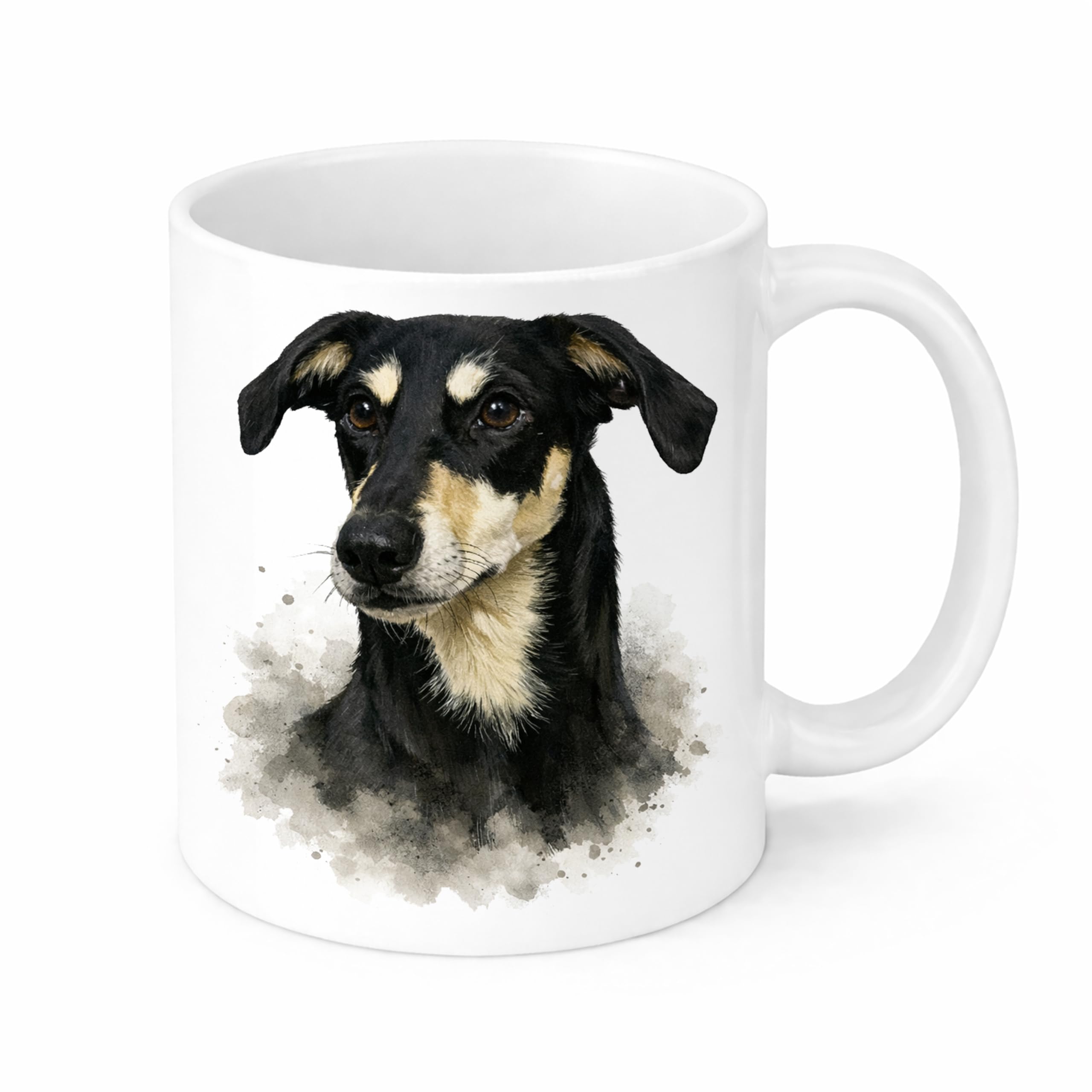 Brew Crew Gifts Saluki x Greyhound Lurcher Mug, Ceramic Coffee Cup with Sighthound Portrait, White 11oz Tea Mug, Dog Lover Gift (White)