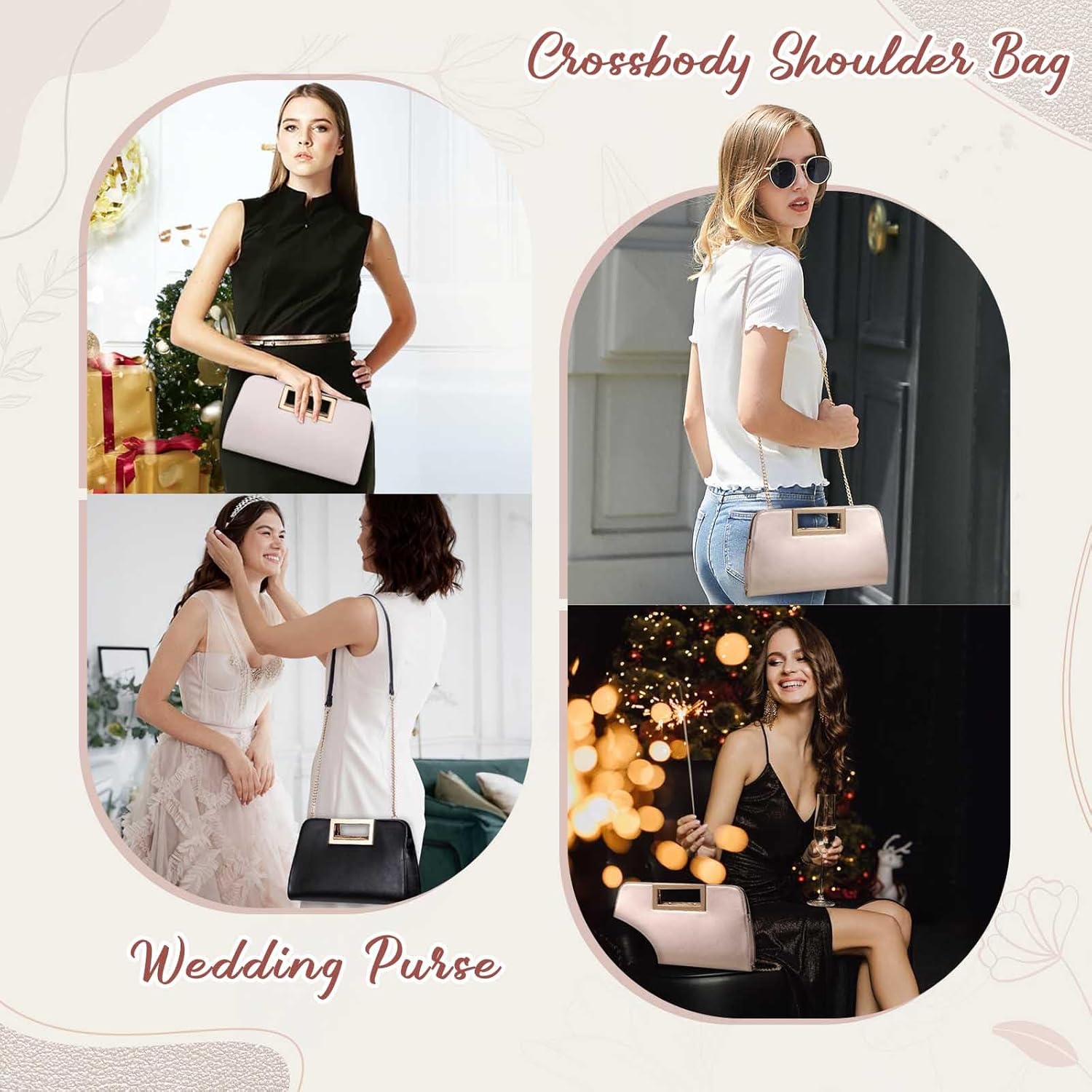 VASCHY Clutch Purse for Women,Fashion Vegan Leather Cut-Out Handle Evening Handbag Crossbody Shoulder Bag for Wedding,Party - Image 7