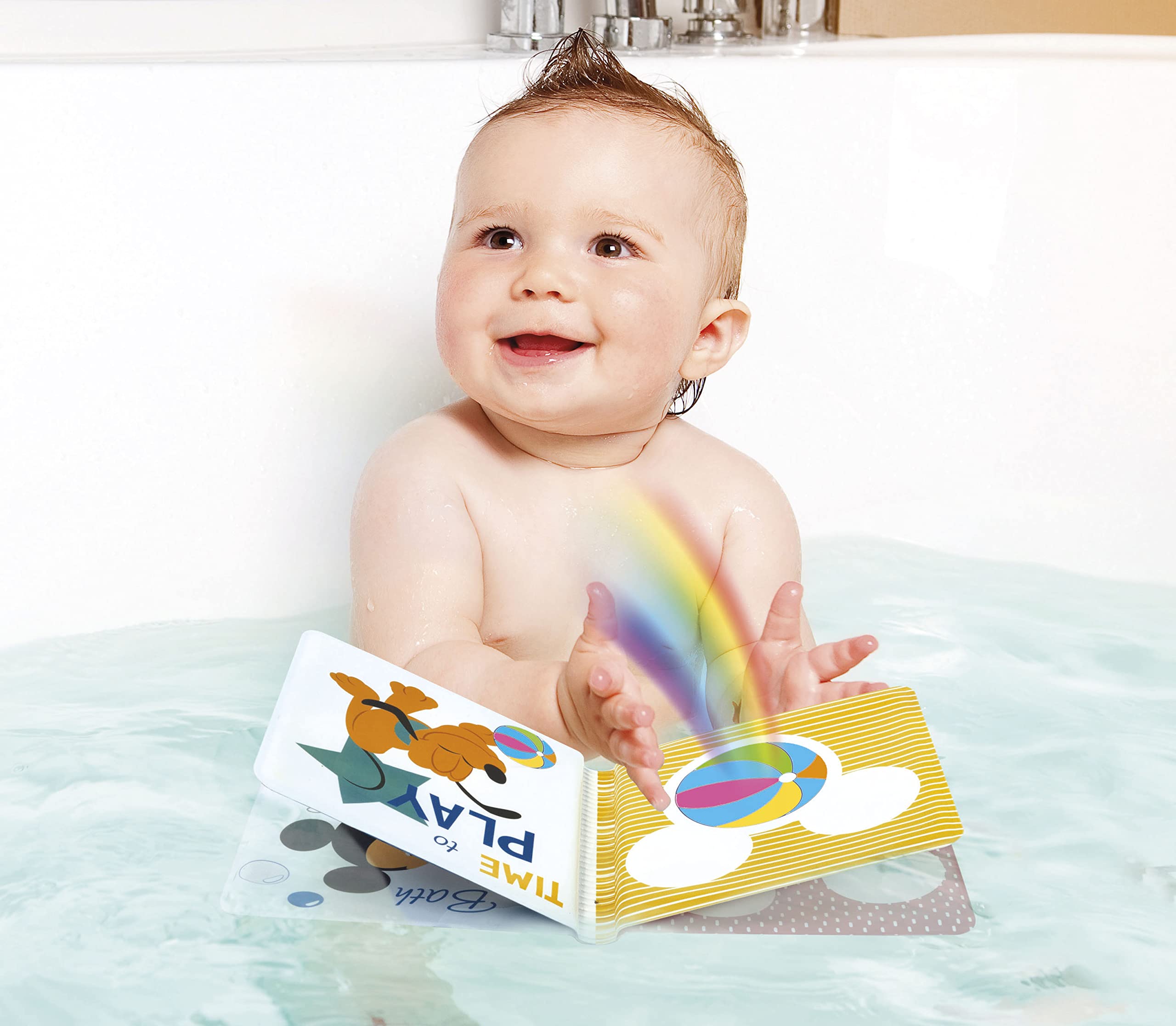 Clementoni - 17720 - Disney Baby My Fun Book - Libro Neonati, Gioco Bambini 6 Mesi, libricino Impermeabile Ideale per Bagnetto, 100% Lavabile in Lavatrice