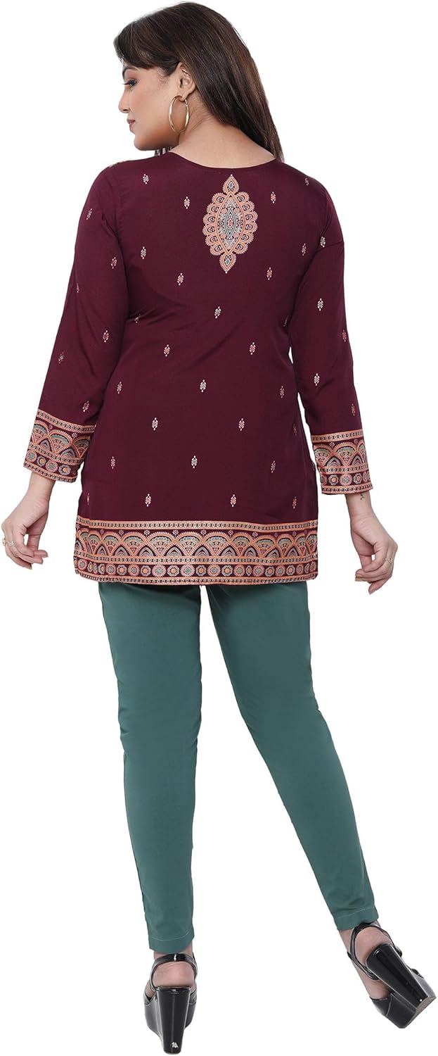Maple Clothing Short Kurti Indian Tunic Top Women's Printed Kurta India Apparel - Image 5