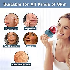 XHJRI Ice Face Roller Massager,Ice Cube Roller for Face, Eyes and Neck Naturally Conditioning and Skin Care,De-Puff Eye Bags,Reduce Migraine Pain,Reusable Massage Silicone Ice Mold (New Blue)