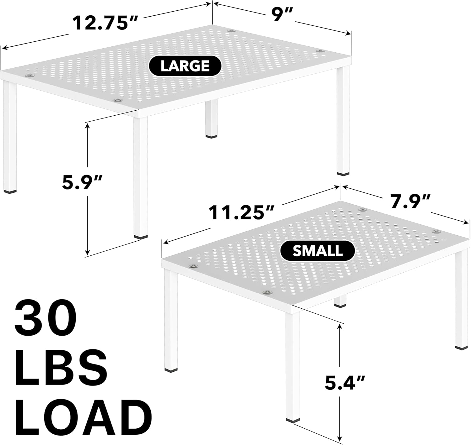 Simple Houseware Expandable Stackable Kitchen Counter Shelf Organizer, White, Metal Top, 11.25"L x 7.9"W x 5.4"H - Image 3
