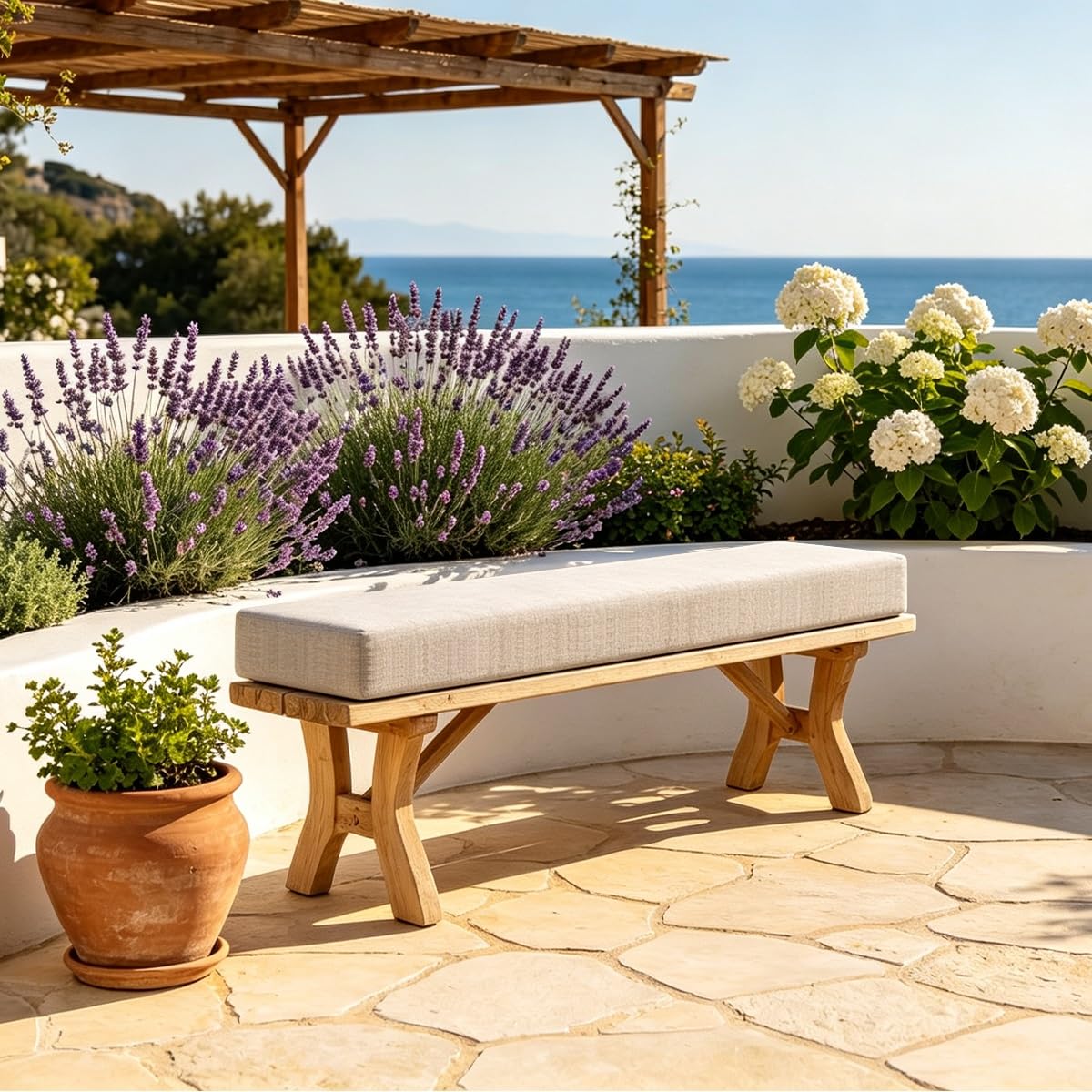 8cm Cuscino for Panca da Esterno Fondo Antiscivolo for Giardino con Nastri | Cuscino for Panca su Misura Rivestimento Sfoderabile for mobili da Interni Terrazza Divano(Purple,55x120cm)