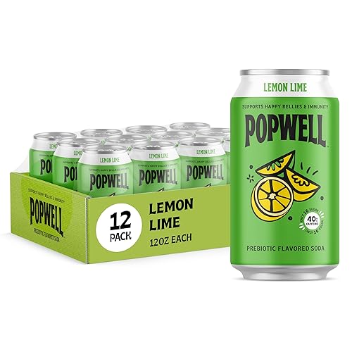Vista 13 de Popwell Classic Cola Refresco prebiótico con cafeína mejor para ti, con 6g de fibra, 1g de azúcar, vitaminas y apoyo a la inmunidad, latas de 12 fl