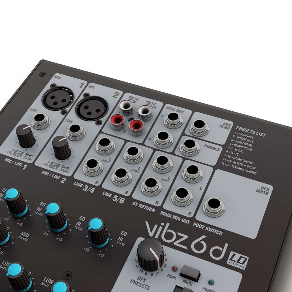 LD Systems VIBZ 6 D - Mixer compatto a 6 canali con DFX