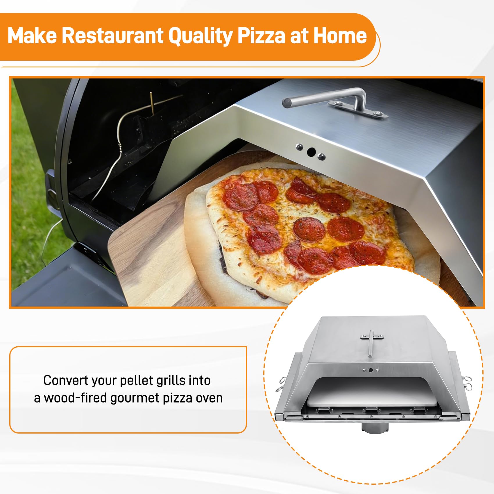 Wypalany drewnem nasadka do pieca do pizzy Traeger, Pit Boss, Camp Chef, Green Mountain/GMG, Rec-Tec, Z Grills, Smokin Brothers Pellet Grills, konwertuje grille pellet wędzarnia na zewnątrz akcesoria