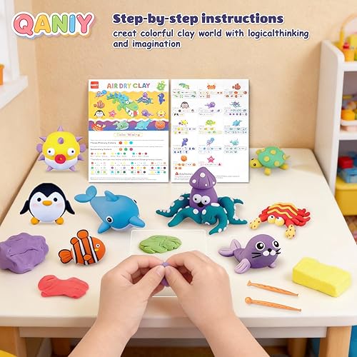 Miniatura 4 de Air Dry Clay for Kids,Modeling Clay Kit,14 Species of Marine Life DIY Molding Clay Art Crafts Set,Ultra Light & Soft,Safe Non-Toxic,Toys Gifts for