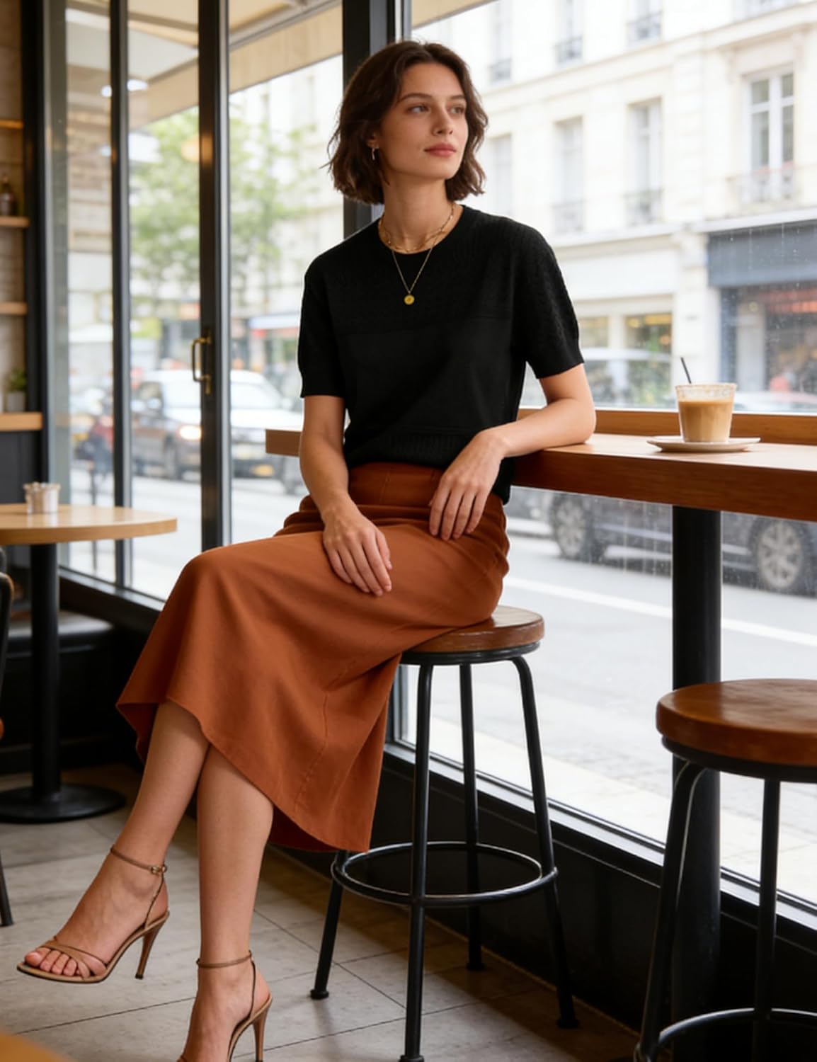 Short Sleeve Sweater for Women 2026 Spring Summer Crew Neck Eyelet Knit Shirts Loose Fit Lady Casual Blouse Tunics - Image 4