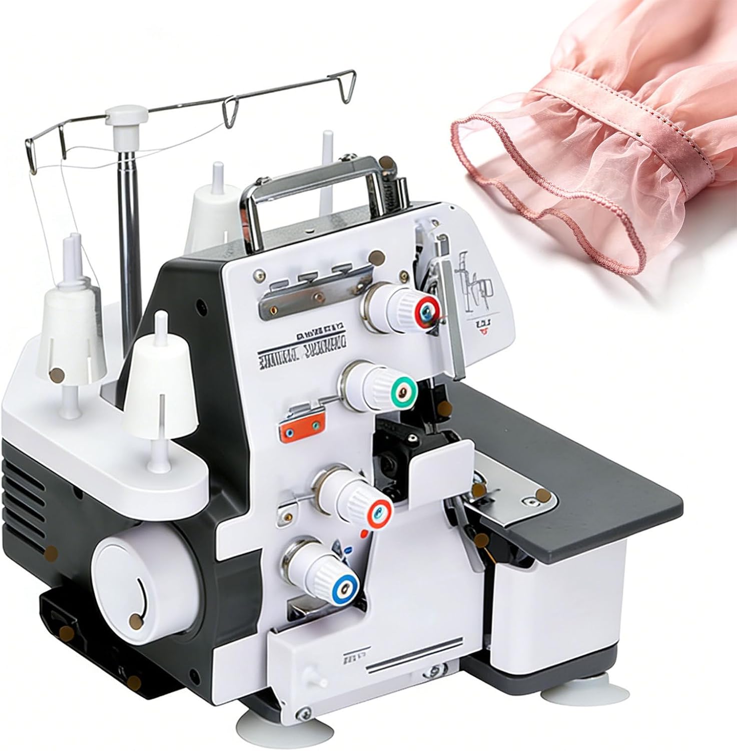3- & 4-Thread Serger Sewing Machine, 1300SPM with Adjustable Foot Presser & Stitch Length, 12 Seam Types for Garment, Denim, Knit Fabric Sewing