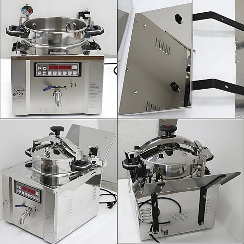 Miniatura 7 de Freidora eléctrica a presión de 16L, freidora de pollo de alta presión mejorada inteligente de 220 V con características de seguridad, freidora de