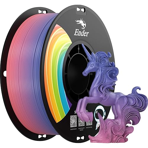 Creality 3D Printer Filament 1.75mm, Rainbow Upgrade PLA+ Filament Strong Toughness No-Tangling Vacuum Packaging 3D Printing Filament Fit Most 3D Printers, 1kg Spool, Accuracy +/- 0.02mm, Multi-Color